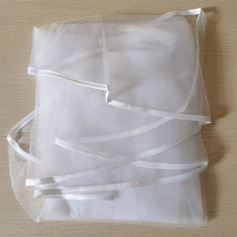 Two Layers Ribbon Edge Short Wedding Veil Comb White 2 Bridal Accessories