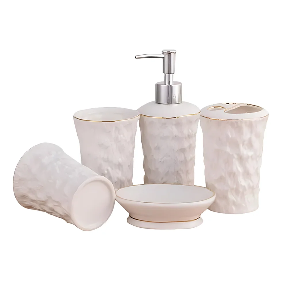 

1 комплект, керамические аксессуары для ванной комнаты, держатель для зубных щеток, мыльница, дозатор мыла, набор органайзеров, экономия места, набор аксессуаров для ванной комнаты