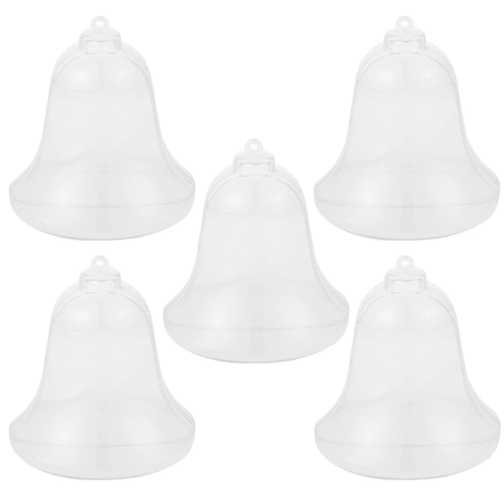 

5 Pcs Christmas Ornaments Clear Fillable Bell Shaped Decor Tree Hanging Candy Boxes Plastic Xmas Gifts Transparent