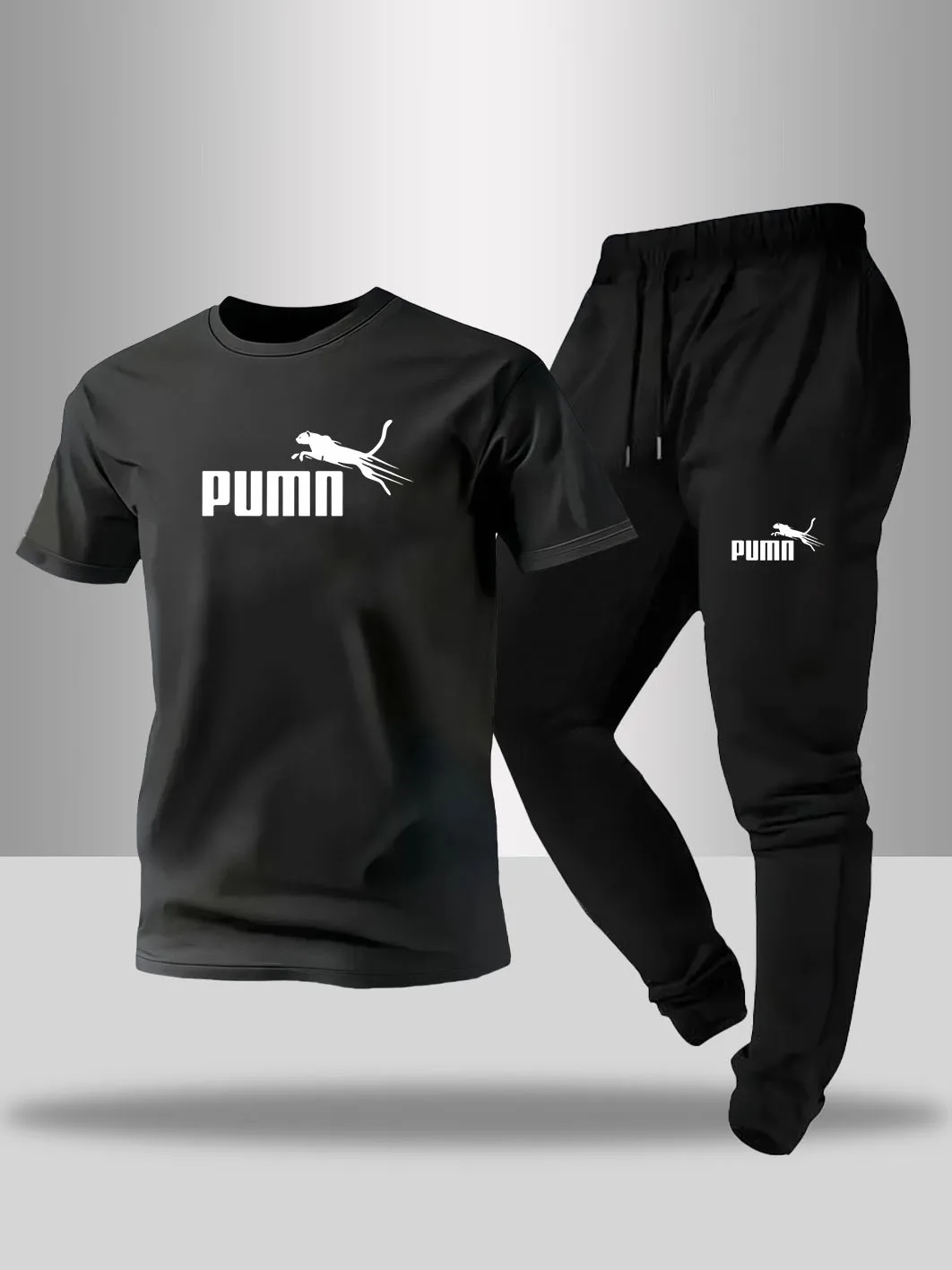 Herren Frühling/Sommer Komfort-T-Shirt-Set für Zuhause und Outdoor Bedrucktes Herren-Sport-T-Shirt+Hose City Freizeit Sportbekleidung
