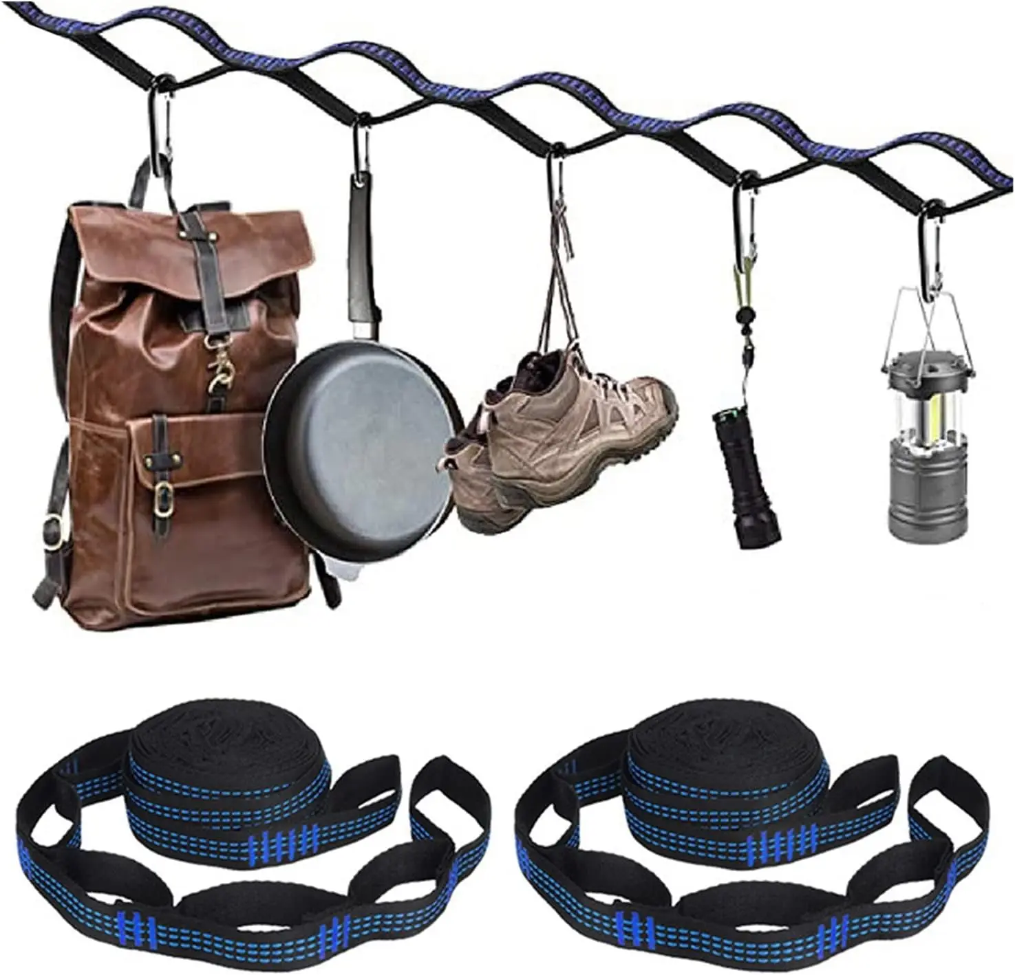 2Pcs Hammock Straps Special Reinforced Polyester Straps 8 Ring High Load-Bearing Barbed Black Outdoor Camping Hammock Straps image 6