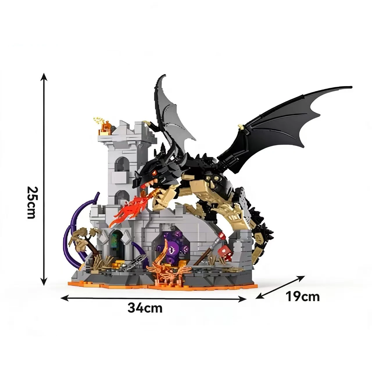 MOC 919 ELEMENTÓW Dungeons Fire Dragons Model Zestaw Klocków do Budowania Strażnik Skarbów Zamek Przygodowy Widok Ulicy Klocki DIY Zabawki Prezenty dla Dzieci