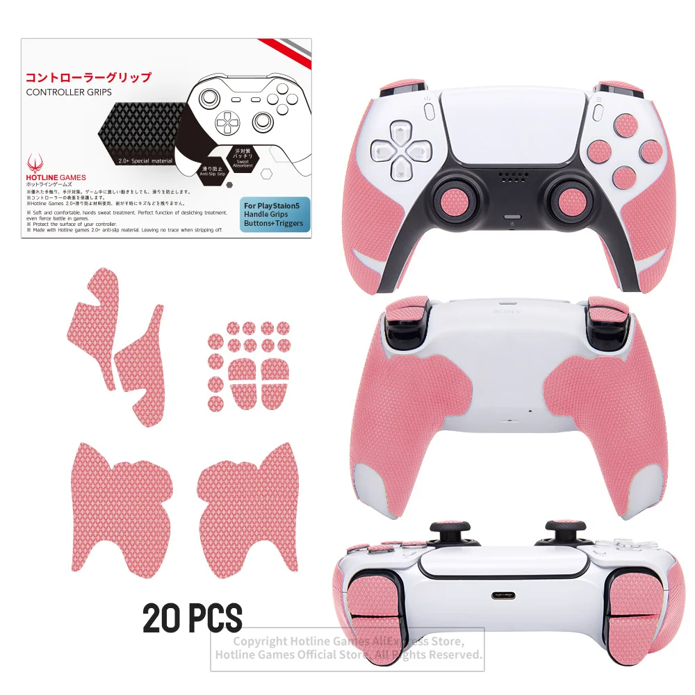 HOTLINE GAMES PS5 Controller Grip Tape for DualSense - Non-Slip Sakura Pink Skins