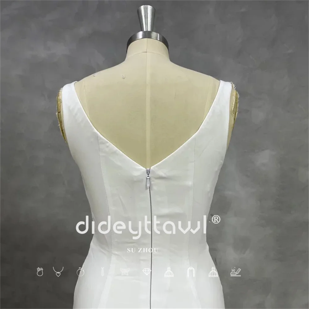DIDEYTTAWL Real Photos Customized Square Neck Mermaid Wedding Dress Backless Simple Design HIgh Side Split Sweep Train Newest