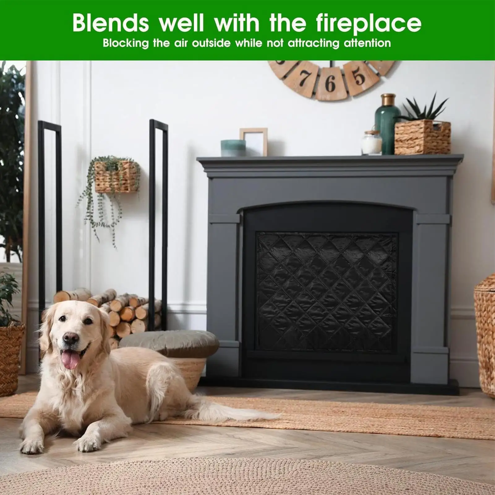 Fire Place Cover For The Living Room Magnetic Heat Loss Blocker Heat Loss Blocking Blanket For Christmas Winter Summer Living