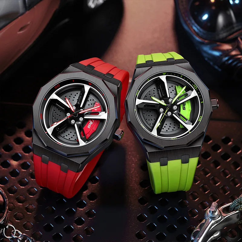 Relogio 3D 360° Spinning Man Watches Waterproof Rotate Watches Car Rim Watch Quartz Men's Sports For Men Clock Reloj Hombre