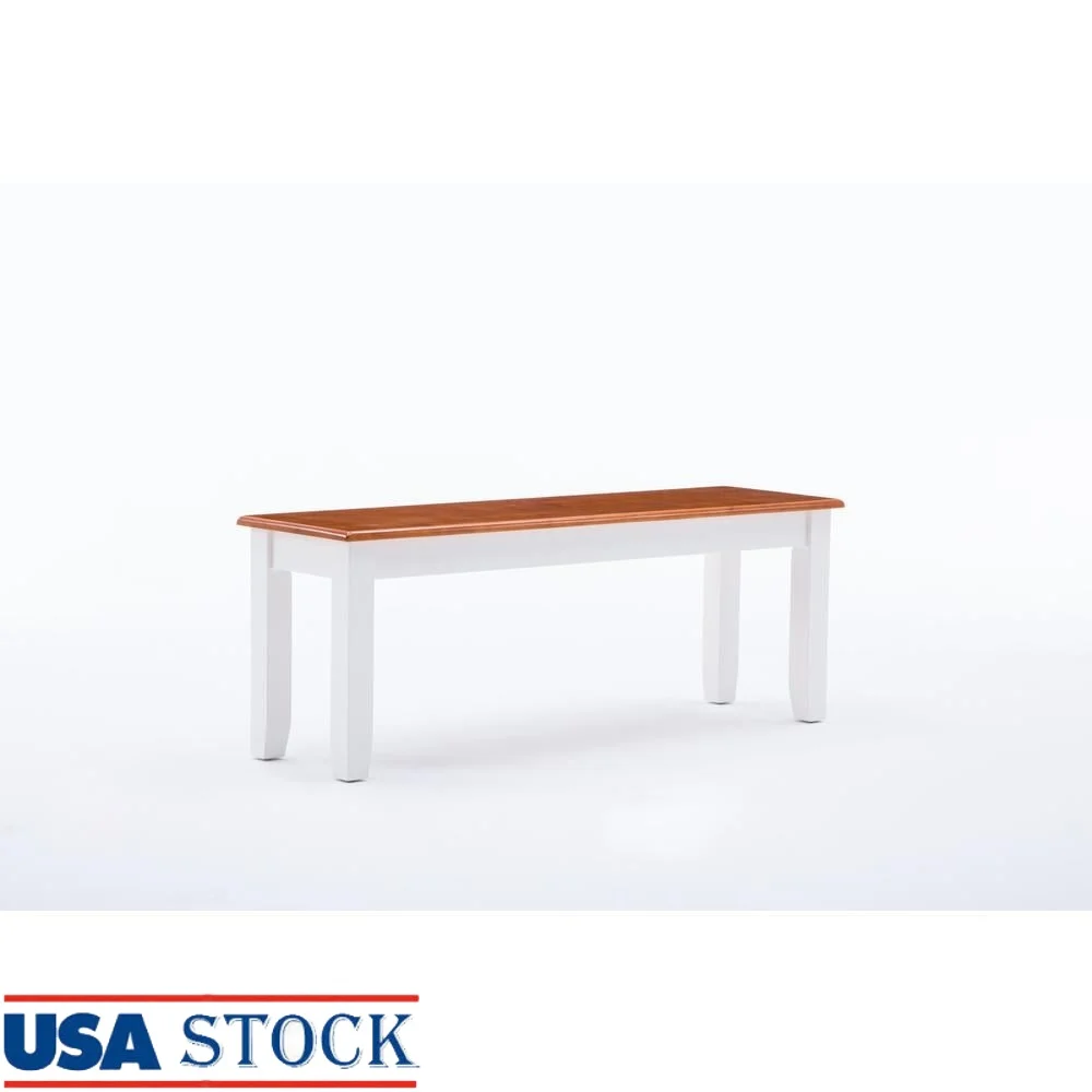 

Bloomington Backless Dining Bench 48in Wood Indoor Seating Rubberwood Shaker Style Cream Honey Oak Finish Minimal Assembly