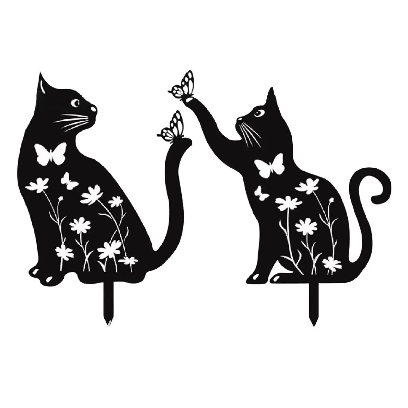 

Cat Decorative Garden Stake Silhouette Yard Patio Outdoor Animal Decor for Fence Courtyard Women Mom Spring Summer Flowerbeds