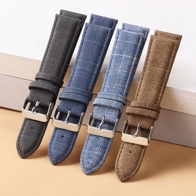 Denim Nylon Watch Strap 10mm 12mm 14mm 16mm 18mm 20mm 22mm Canvas Watch Band for Women Men Universal Wristband for Huawei GT