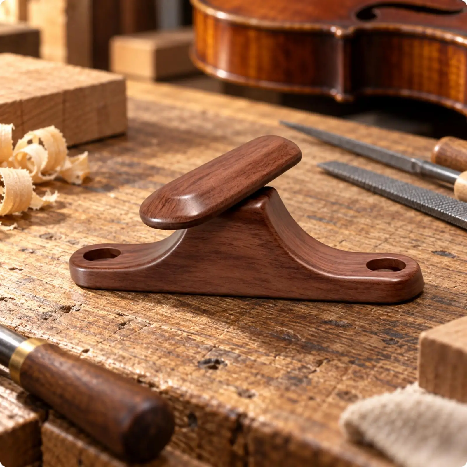 Violin Case Accessory Wood-Grain Finish Violin-Case Bow Clip Accessory Padded for Instrument Repair Technicians