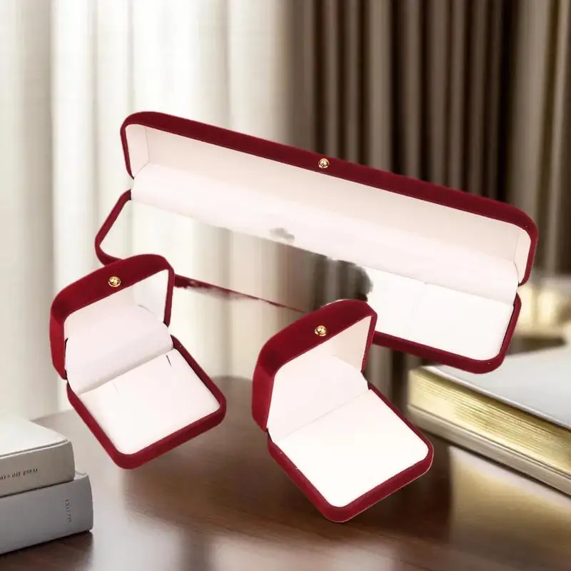 Flocking Gold Buckle Jewelry Box Pendant Ring Necklace Earring Bracelet Display Storage Box Luxury Feelings Packaging Box