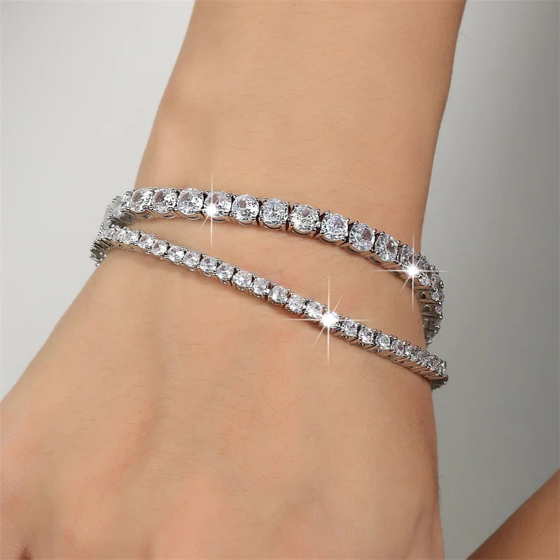 ZAKOL 4mm Hip Round Cubic Zirconia Charm Tennis Bracelets for Women Fashion Jewelry Pulseras Mujer BP171