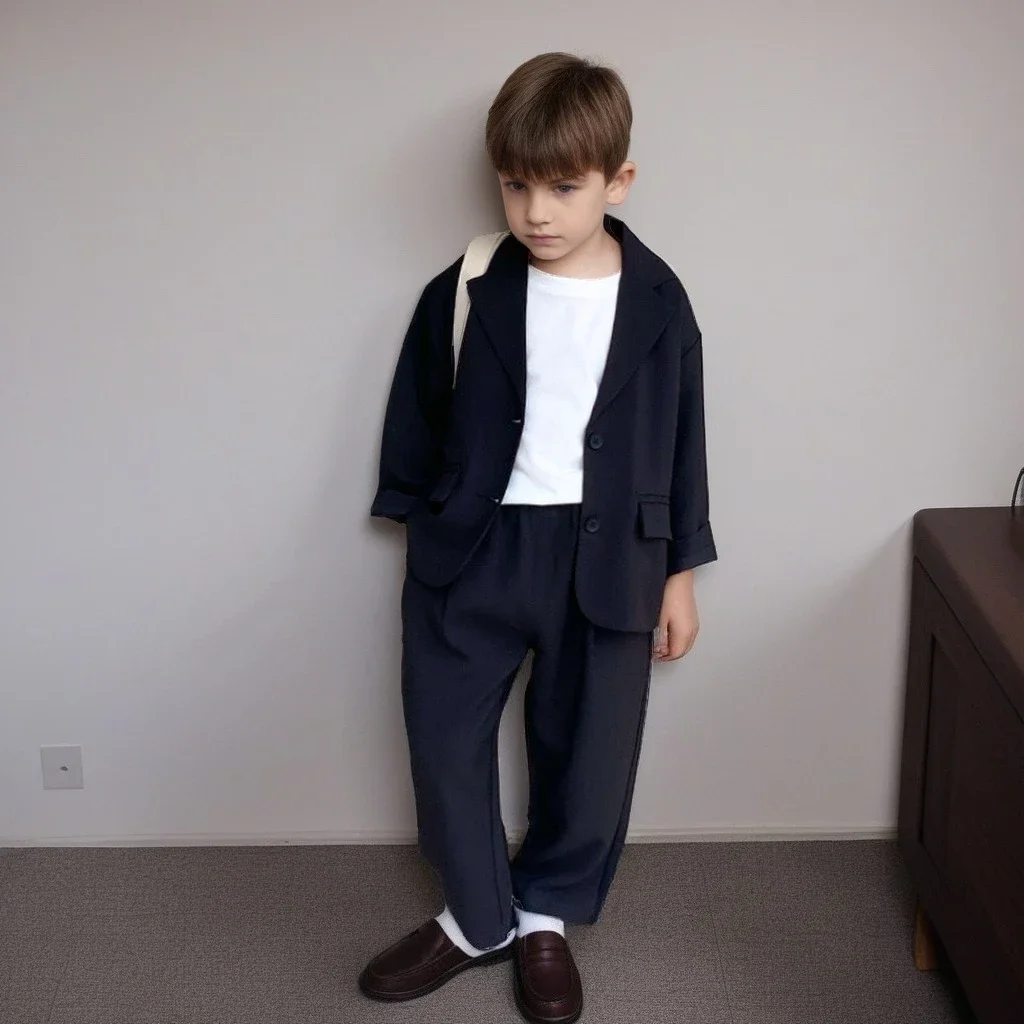 

Детский повседневный костюм, стильный блейзер, брюки, комплект из 2 предметов для школьников, черная официальная одежда, свадебные наряды для детей