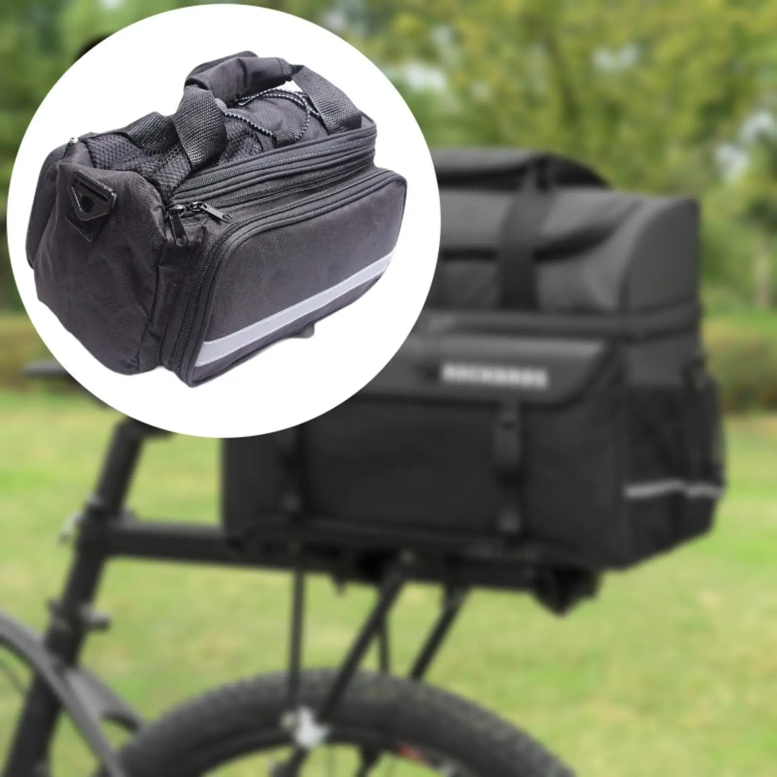 Bike Trunk Bag Bicycle Saddle Bag Grocery Bag with Carrying Handle Reflective