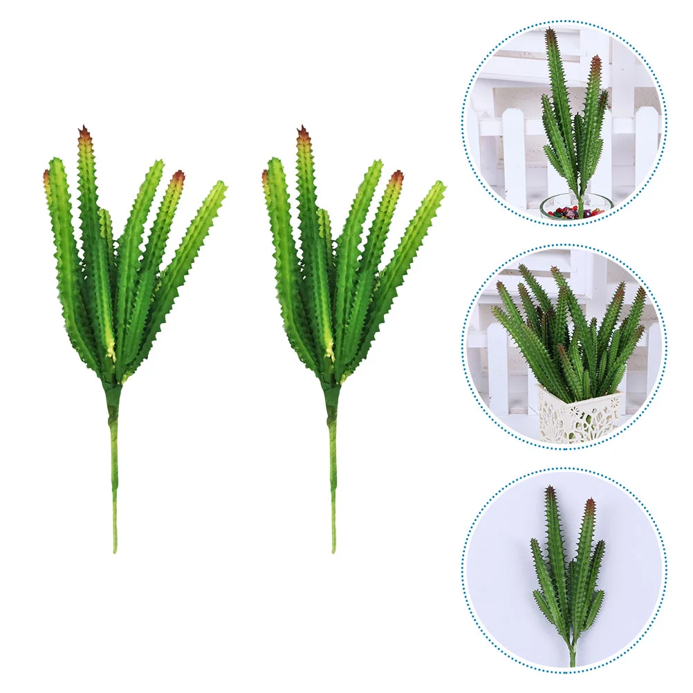 2 Pcs Artificial Cactus Plants Fake Decor Window Ornament Adornment Tufting Landscaping