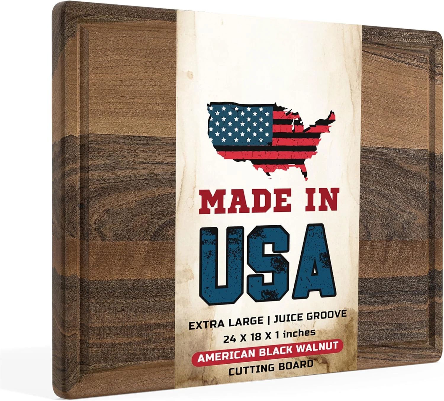 Made in USA - Extra Large Walnut Wood Cutting Board - Brisket and Turkey Carving Board