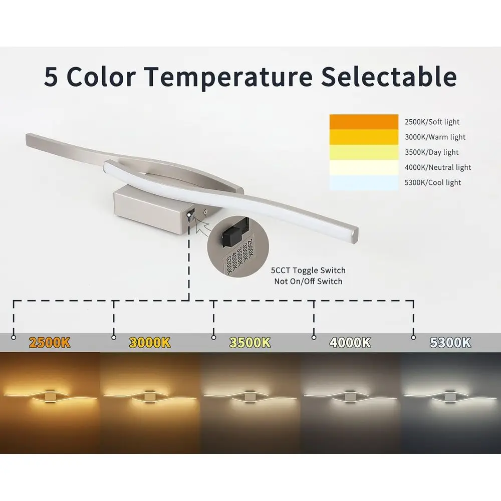 Современный светодиодный светильник для туалетного столика с регулируемой яркостью 5CCT, светильник для ванной комнаты из матового никеля 39,37 дюйма над зеркалом