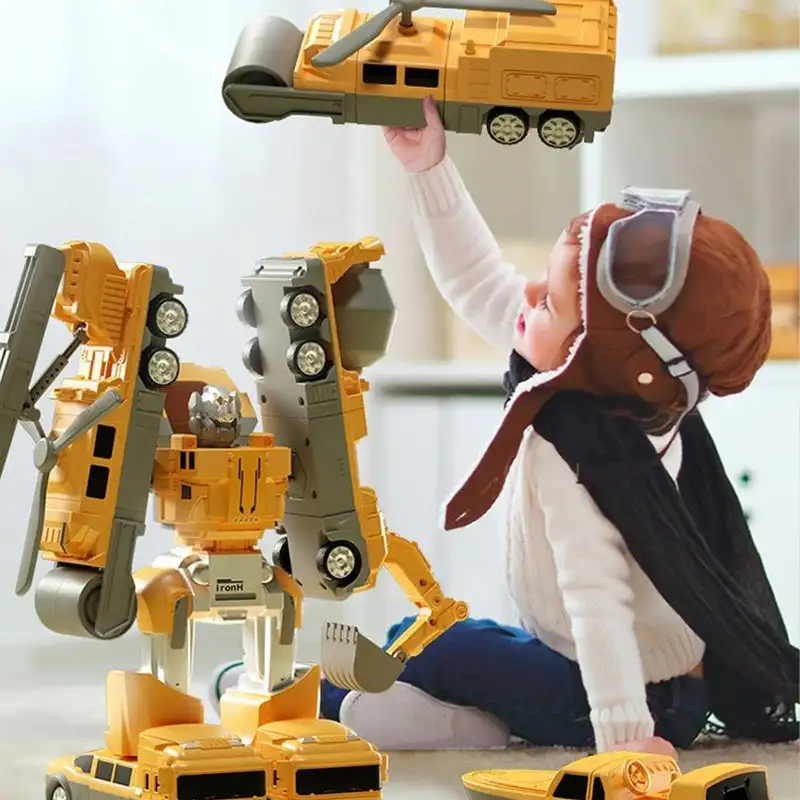 

Boys Magnetic Assembly Toy Car Creative Engineering Building Blocks with Deformation Robot STEM Learning Toy