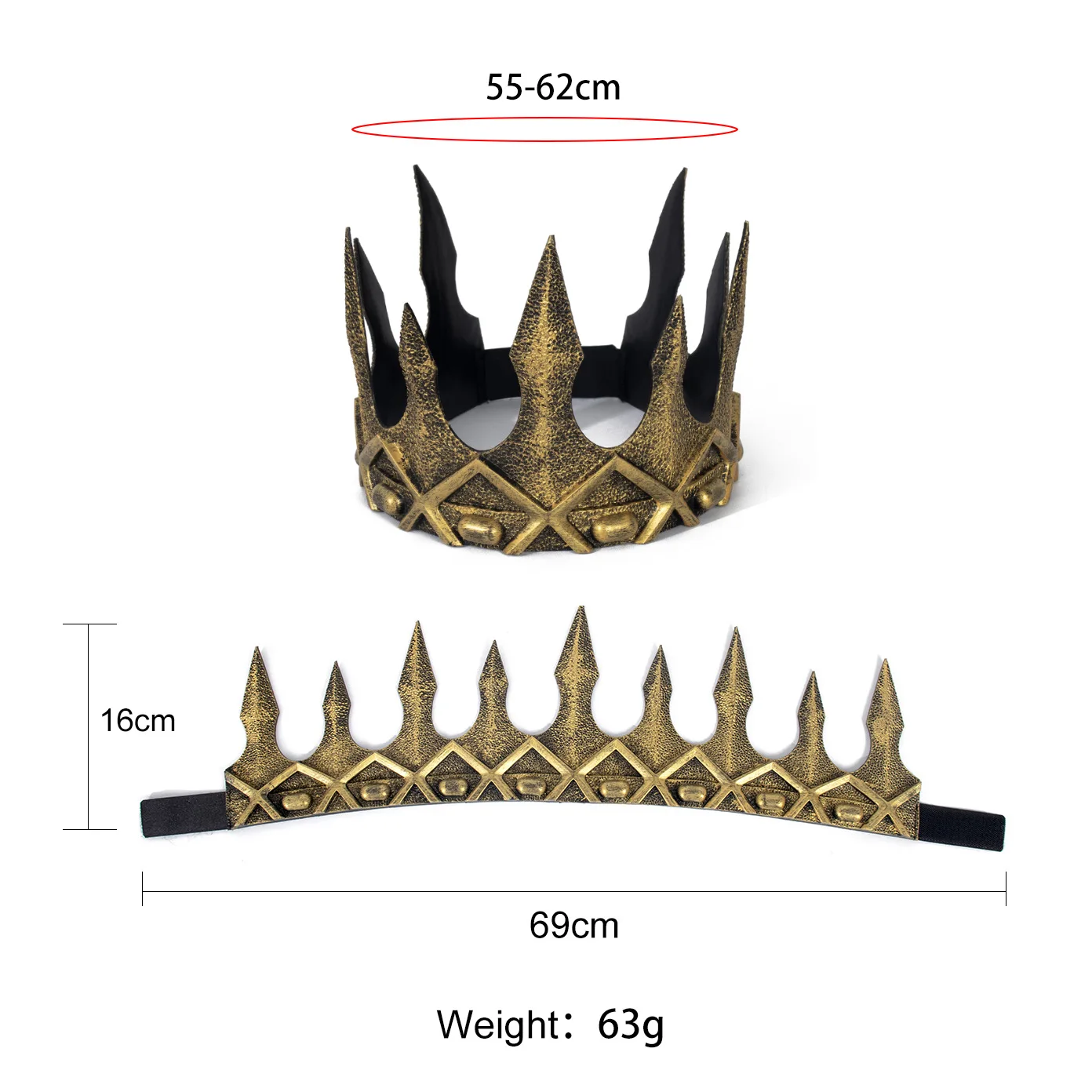 Königskrone für Männer und Frauen, voll rund, PU, königlicher Geburtstag, Prinz, Abschlussball, Könige Krone, mittelalterliche Kopfbedeckung, Cosplay, Halloween, Tiara-Kostüm – Detail 10