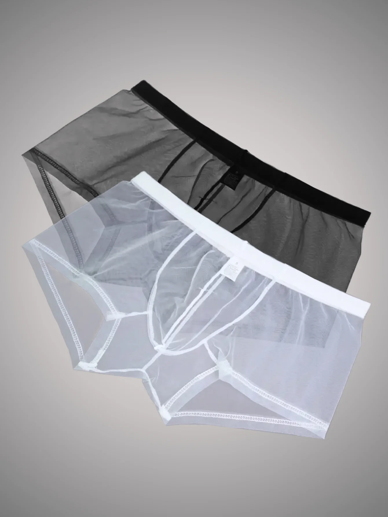6Pcs Men's see through mesh underwear, transparent, sexy, breathable, comfortable, short shorts, black & white colors