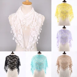 New Rose Lace Triangle Tasseled Shawl diy Women's Headscarf Elegant Scarf New