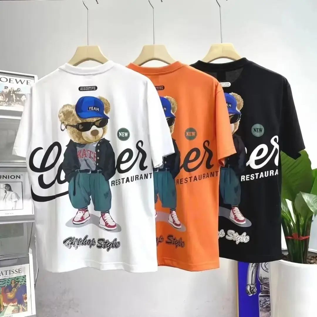 Summer Men's T Shirt Fashion Korean Harajuku Print Half Sleeves Tops Tees Men Streetwear Trend Men Clothing Cotton T Shirts Men
