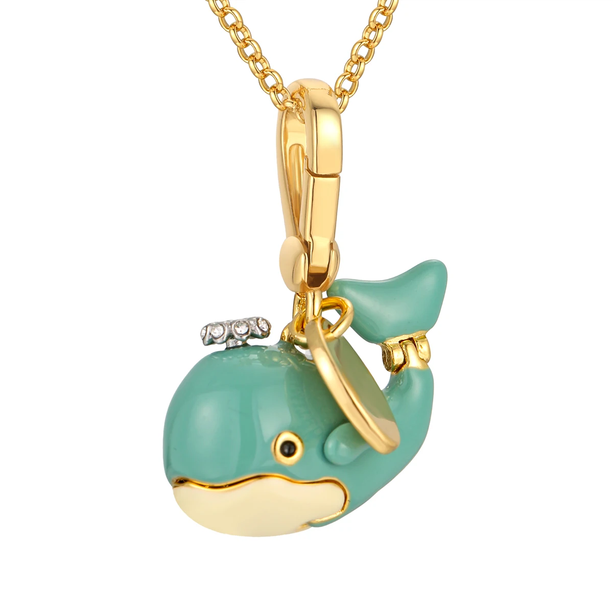 1Pc Exquisite Stylish Enamel Openable Whale Pendant,Black Puppy And Blue Whale Necklace Pendant Bag Charm For Women,Christmas