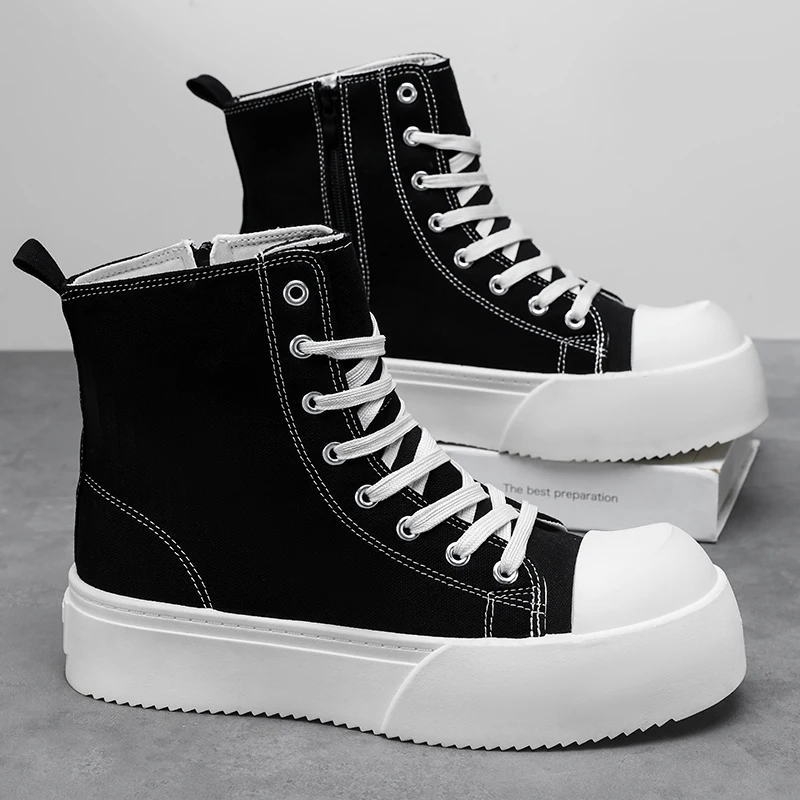 รองเท้าบูทผู้ชาย รองเท้าลำลอง สี่ฤดู รองเท้าบูทหุ้มข้อสูงแบบสบาย ๆ รองเท้าลำลอง รองเท้าบูทสำหรับใส่ทำงานกลางแจ้ง พื้นรองเท้าหนา รองเท้าบูทสำหรับใส่ทำงาน