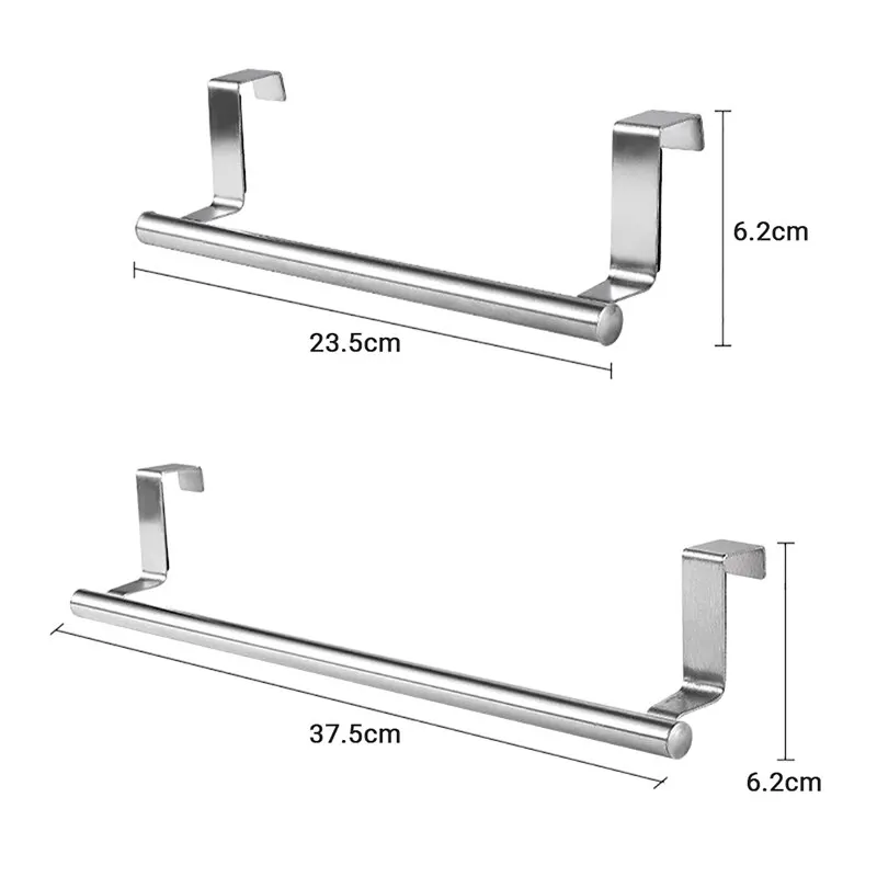 Toallero de acero inoxidable de 1/2 piezas, barra colgante para puerta de armario, baño, cocina, toallero