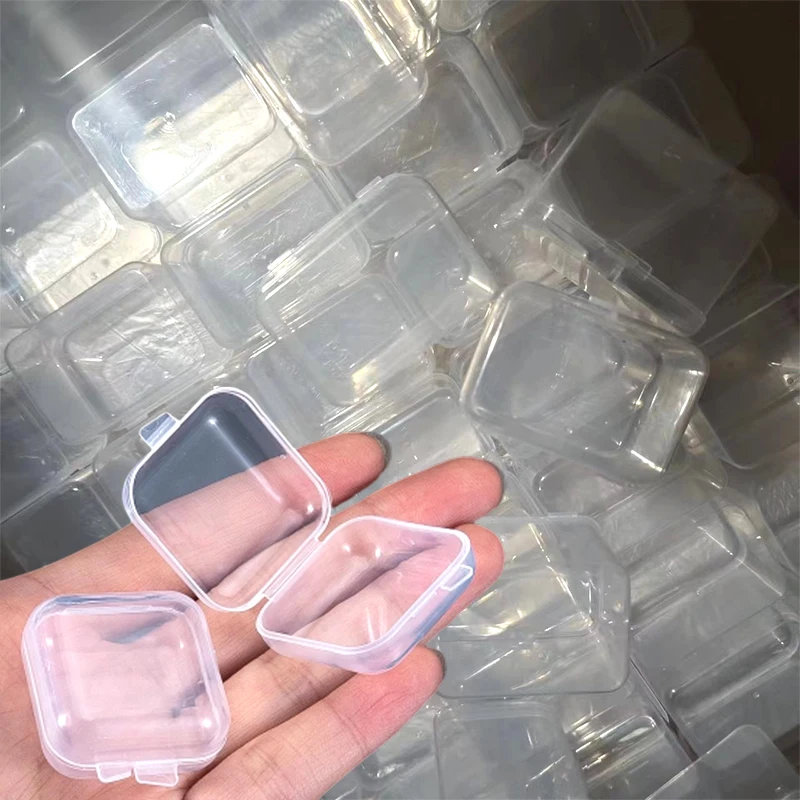 50pcs Mini Clear Plastic Storage Box Ring Storage Case Transparent Storage Organizer Multifunctional Portable Jewelry Storager