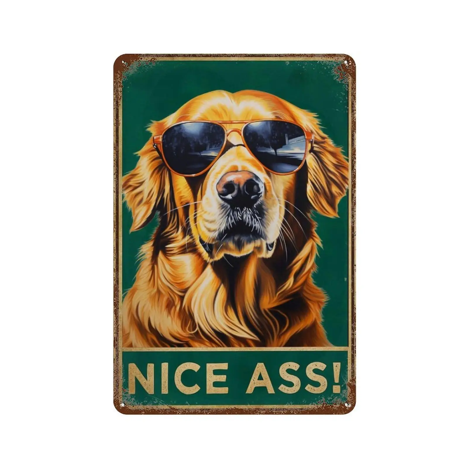 Retro Metal Tin Sign Golden Retriever Bathroom Decor, Nice Ass Room Man Cave Art Decorations Metal Sign Wall Decor Tin Signs Vin