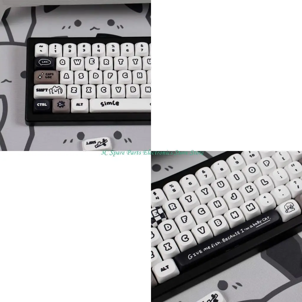 SZ PBT Material Keycaps Cats Puppy Theme MOA Profile Dyes Sublimation 140Key ANSI Layout Mechanical Keyboards Compatible