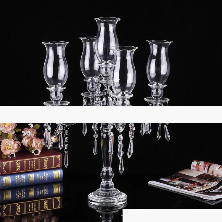 Europäischer Stil Fünfköpfiger Römischer Säulen-Kristall-Kerzenhalter für Hochzeiten im Freien, Geburtstage und Candle-Light-Dinner-Dekoration
