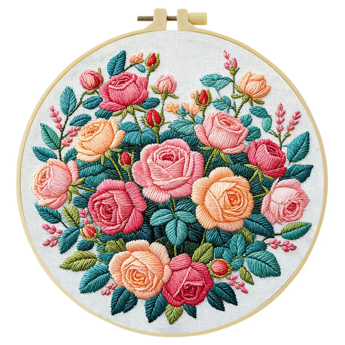 1 Stück 20X20CM/15X15CM 7,87/6,3 Zoll Blumen-Stickerei-Starter-Kit DIY-Kit DIY-Stickerei-Set Handarbeiten Malerei – Detail 2