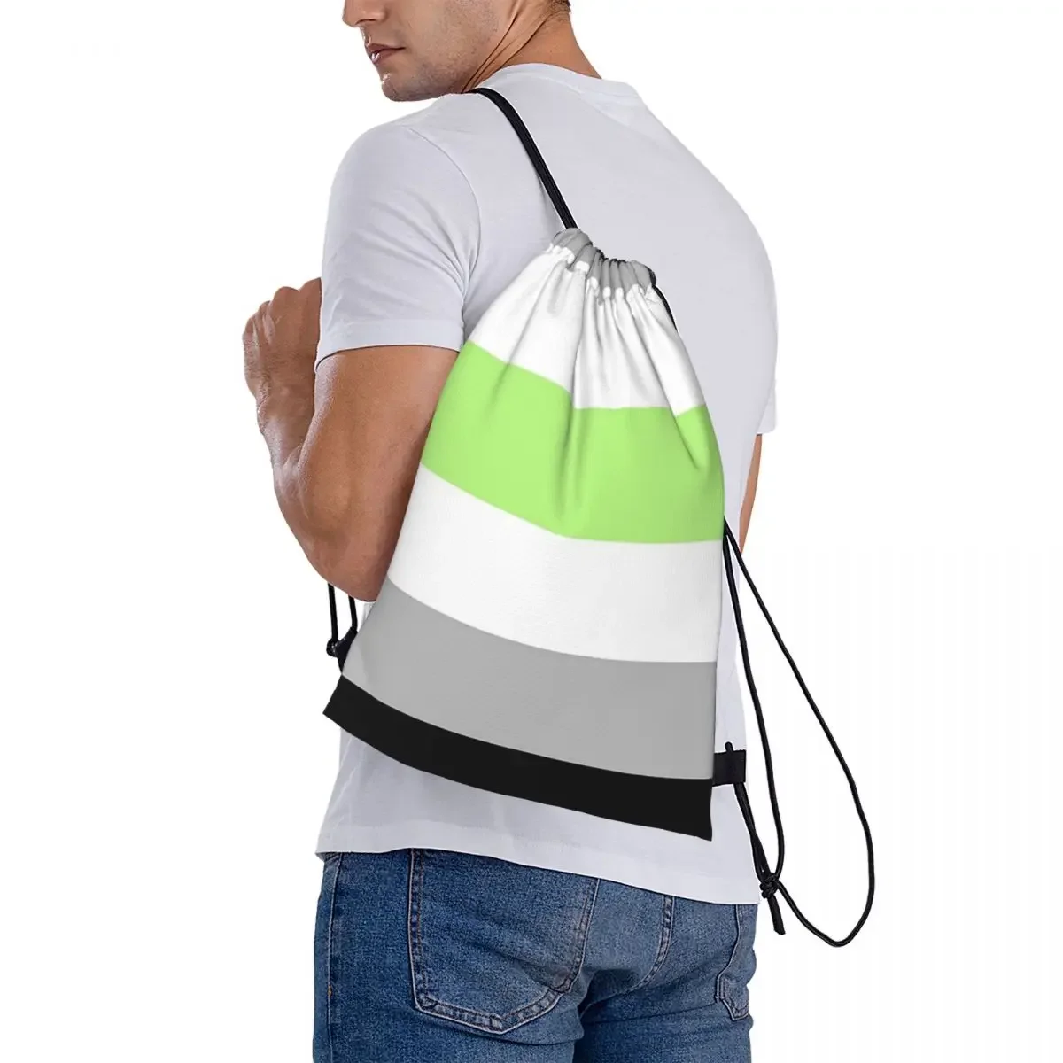 Sacos de cordão portáteis para homens e mulheres, mochilas com bandeira Abender, bolso, bolsa esportiva, bolsa para estudantes, casual