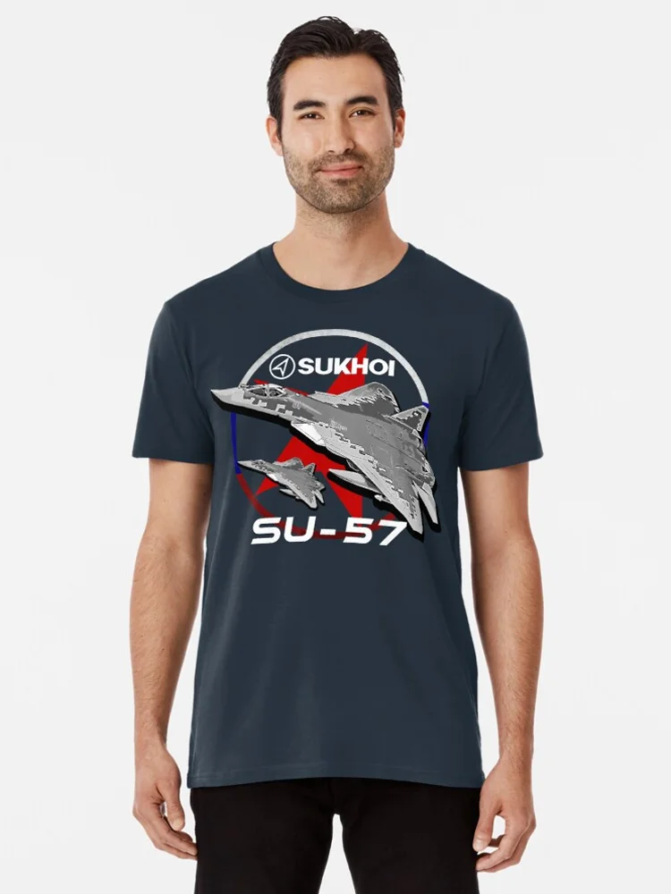 Russian Sukhoi SU-57 Stealth Multirole Fighter T Shirt. New 100% Cotton Short Sleeve O-Neck Casual Mens T-shirts Size S-3XL