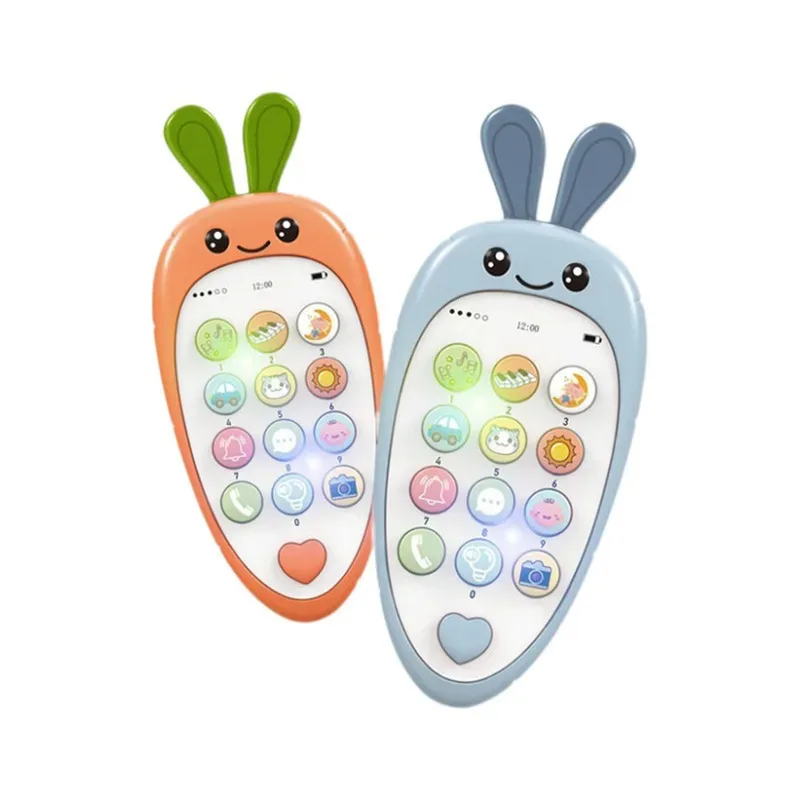 Kinderen Muziek Geluid Telefoon Slapen Speelgoed, Babytelefoon Speelgoed met Bijtring Simulatie Telefoon Baby Vroeg Educatief Speelgoed Kindercadeaus