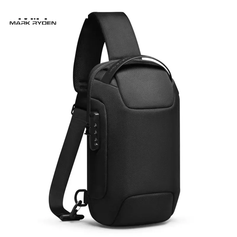 Mark Ryden-Bolso de pecho antirrobo para hombre, impermeable con carga USB bandolera, paquete de viaje corto