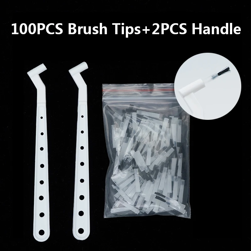 

Disposable Composite Brush Tips with Handles Brush Handles For Dental Clinic Supplies100pcs/Set Brushes with 2pcs Handles