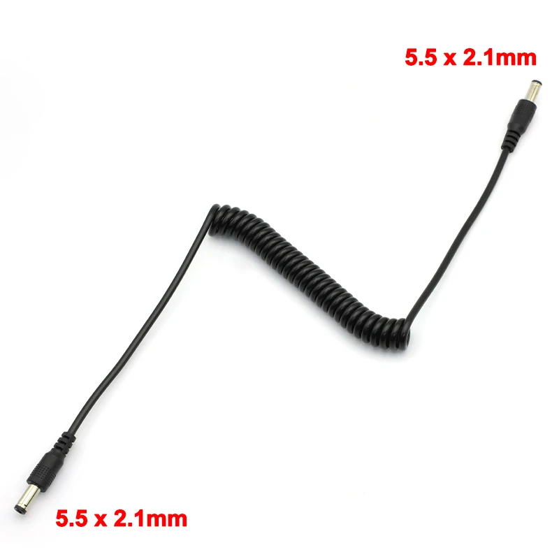 

DC 5.5*2.1mm male to male Power supply cord Retractable cable DC 5.5 x 2.1mm Male Jack Plug Adapter Connector With Spring Cords