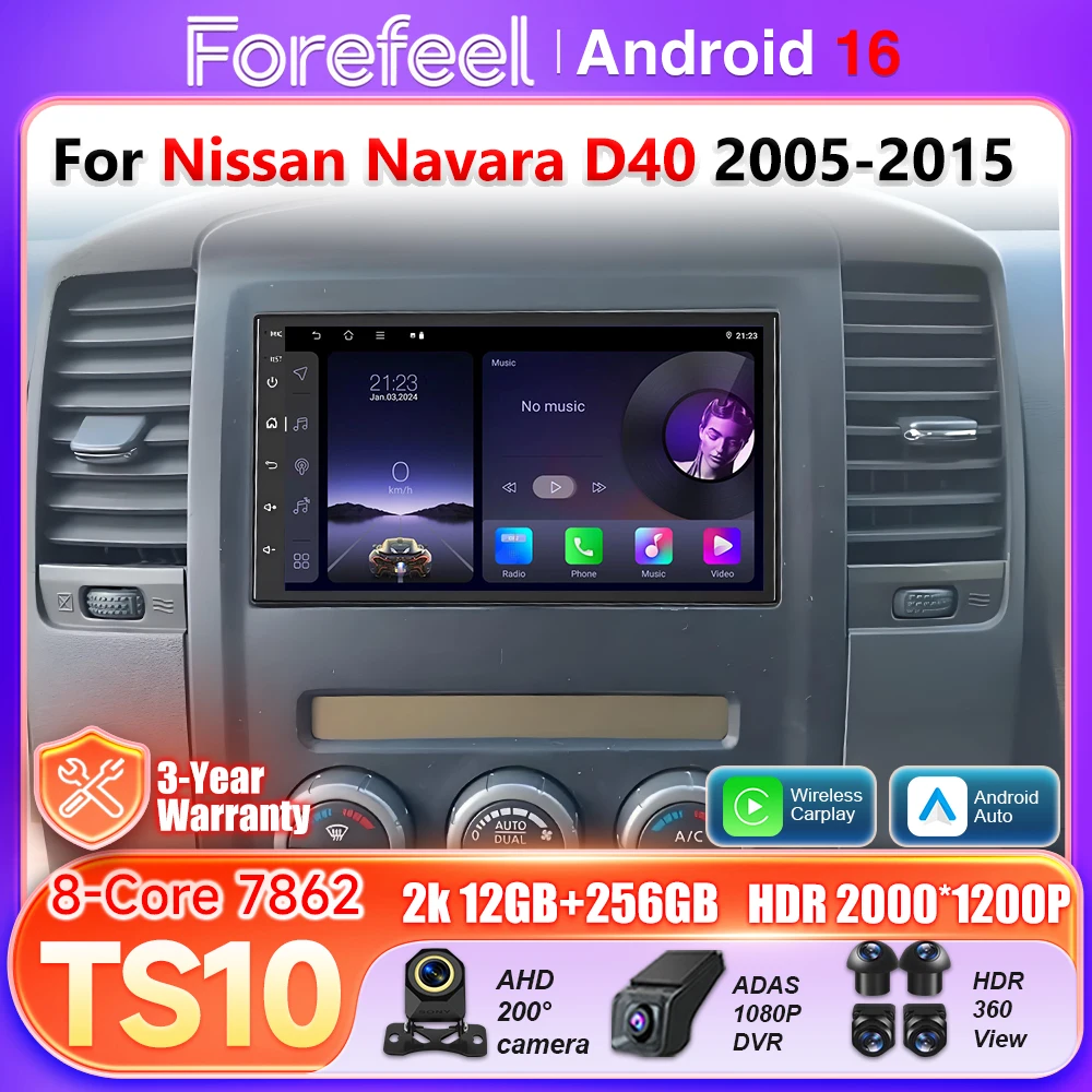 Car Radio Carplay For Nissan Navara D40 2005 - 2015 Multimedia Player Android Auto Carplay Wifi Navigation 2k BT Video Head Unit