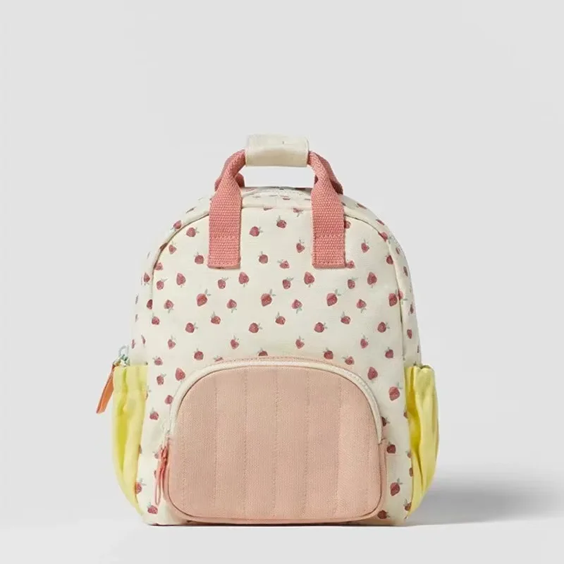 Strawberry Printed Backpack Bag For Girls Children Daily Casual Cute School Bags Toddler New Style Trendy Minie Backpacks