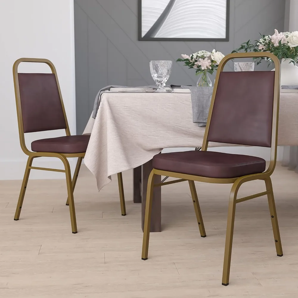 4 Pack HERCULES Series Trapezoidal Back Stacking Banquet Chair in Brown Vinyl -