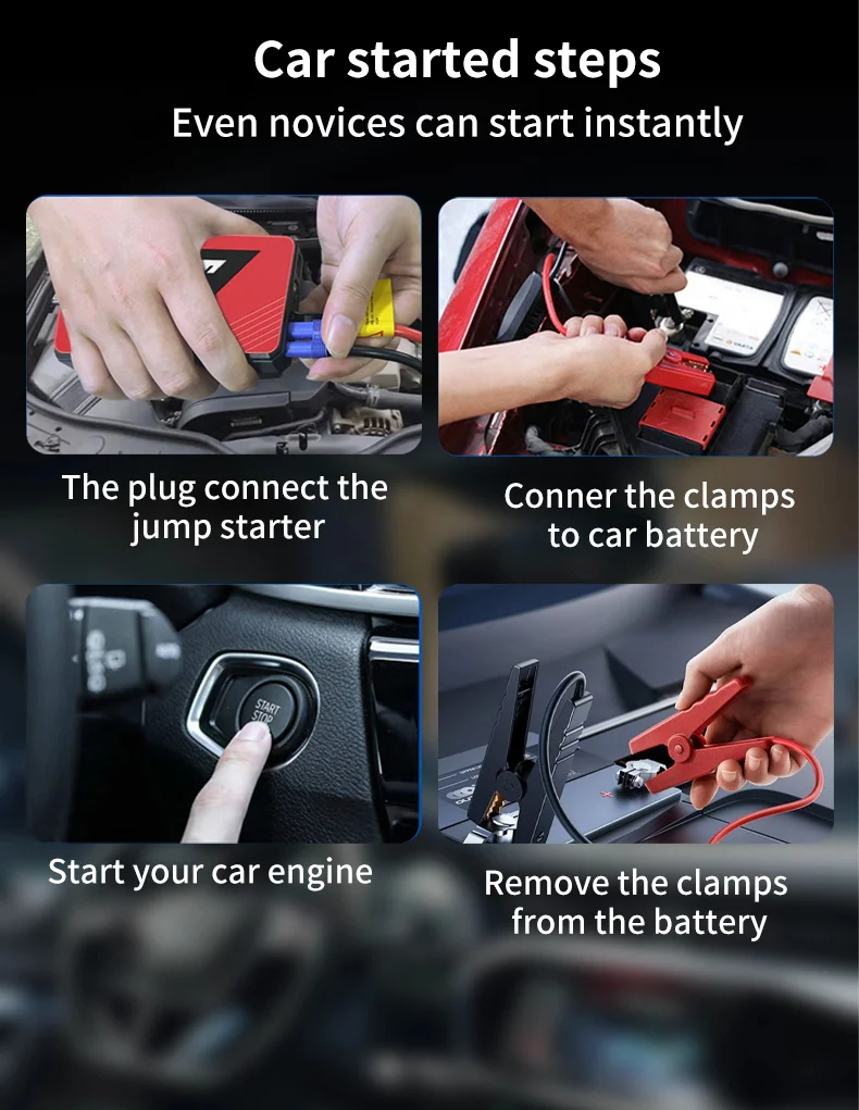 EAFC 600A Peak Car Jump Starter Power Bank, tragbarer 12-V-Batterieladegerät-Booster mit USB-Anschluss und SOS-LED-Licht – Detail 5