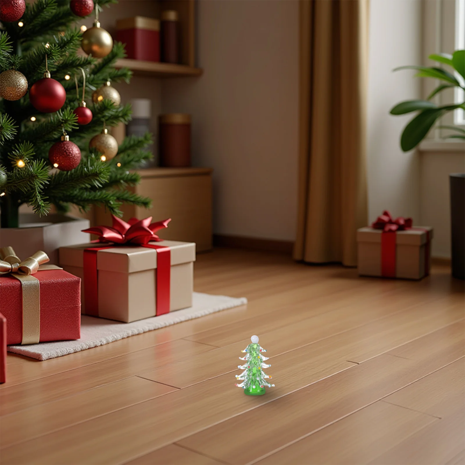 

Crystal Christmas Tree Glass Ornament Mini Artificial Tabletop Decor Mantel Fireplace Birthday Present Holiday Display