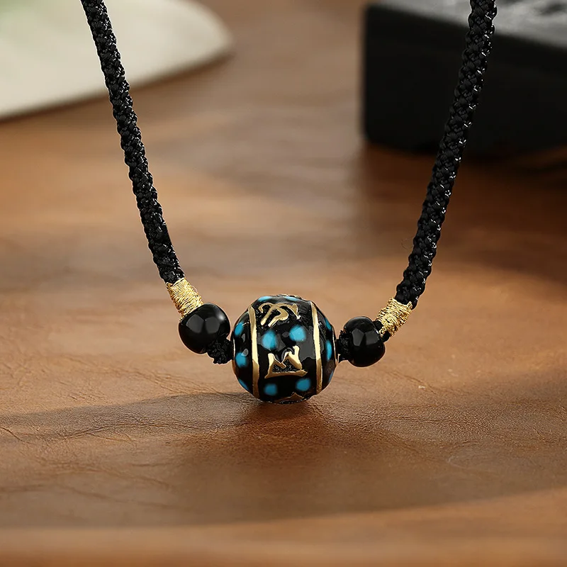 

Blessing Six-syllable Great Bright Mantra Bead Pendant For Men Jewelry Ethnic Style Colored Enamel Bead Necklace Women Gift