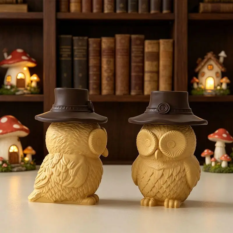 2Set of silicone molds for owl storage jars with lids and decorative itemsdiyAromatherapy plaster candle cup mold