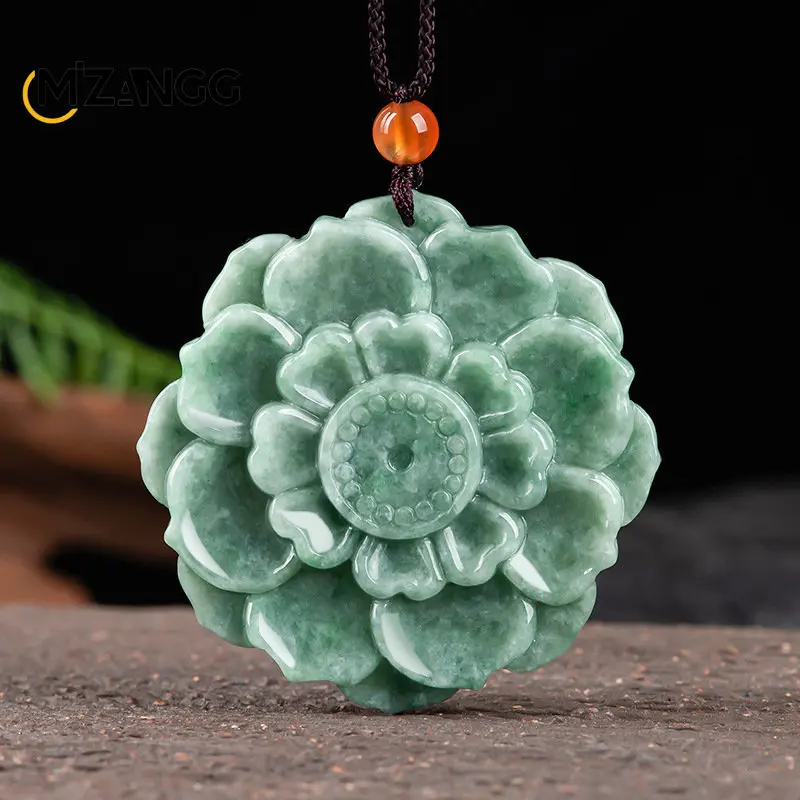 Naturalne towary jadeit lotos wisiorek Ice Jade Charms moda biżuteria podkreślająca osobowość akcesoria kobiety prezent dla par