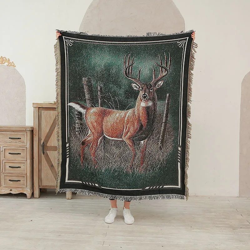 

3D Animal Double Side Sofa Towel Cover Knitted Throw Blanket Warm Couch Sofa Slipcover Large Floor Carpet For Bedroom Home Decor