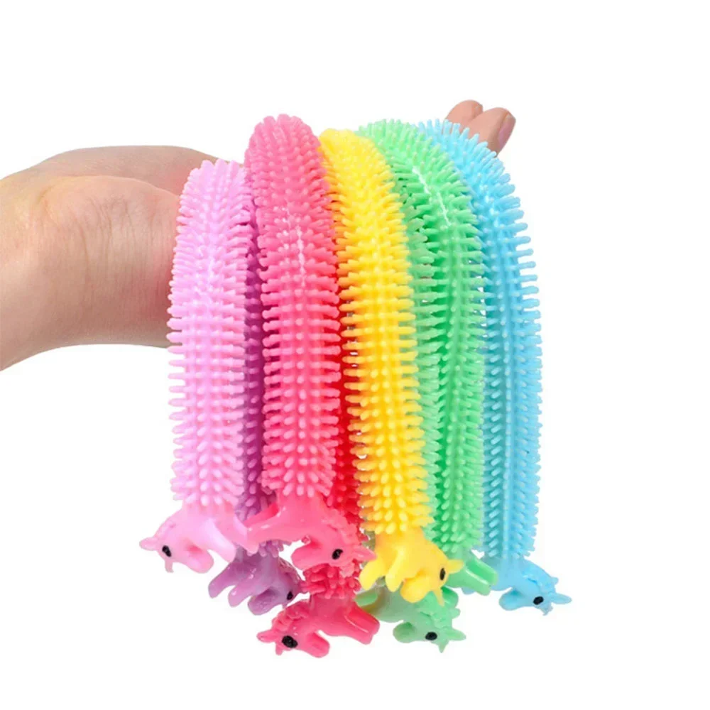 Decompression Toy Unicorn Worm Squishy Toys Flexible Glue Noodle Rubber Force Vent Squeeze String for Children Adults Gift